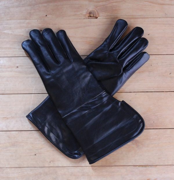 Plain Leather Gauntlets - Black - Civil War Sutler